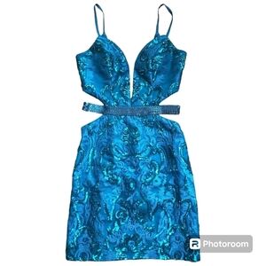 Rachel Allan Fitted Short Sequined Cocktail Dress Size 6